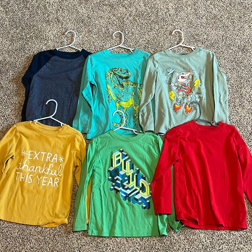 Lot of 6 cat & Jack target long sleeve tees XS 4/5